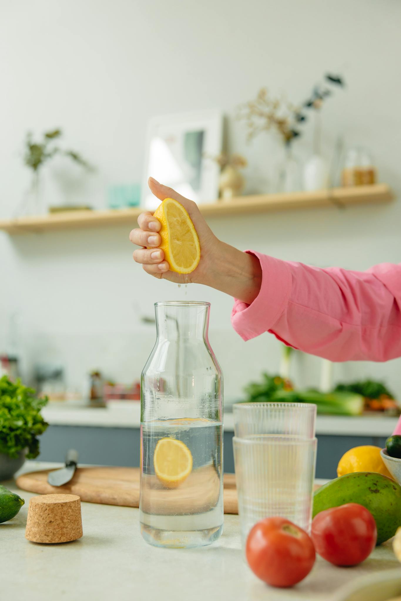 Why is losing weight harder now? A person squeezes lemon in a modern kitchen.
